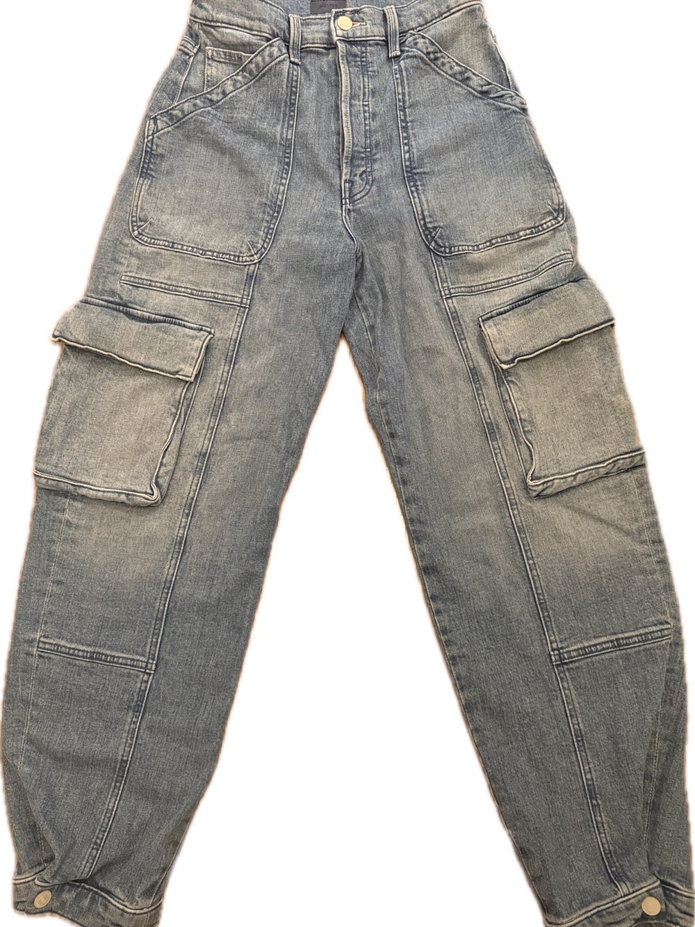 MOTHER High-Rise Light blue Straight Leg Cargo Jeans
